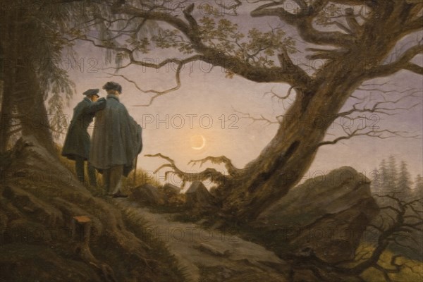 Two Men Contemplating the Moon