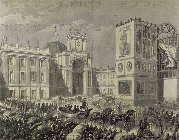 The triumphal entry of Victor Emmanuel II of Italy into Naples on November 7th, 1860.