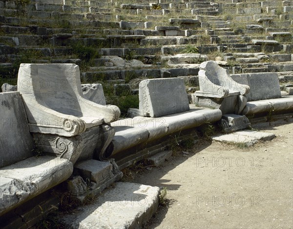 Turkey, Priene, Theater. Leader seat.