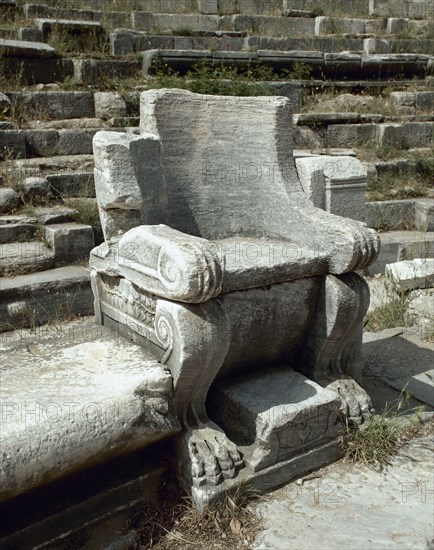 Turkey, Priene, Theater. Leader seat.