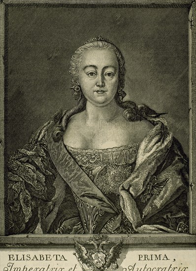 Elizabeth of Russia or Elizavea Petrovna (1709-1762). Empress of Russia from 1741-1762. Engraving. Portrait.