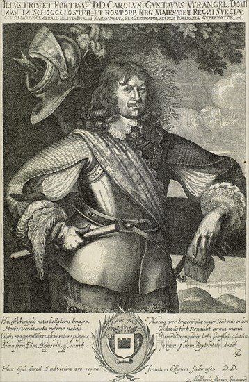 Carl Gustaf Wrangel (1613 â€“1676). Swedish noble, statesman and military commander. Engraving.