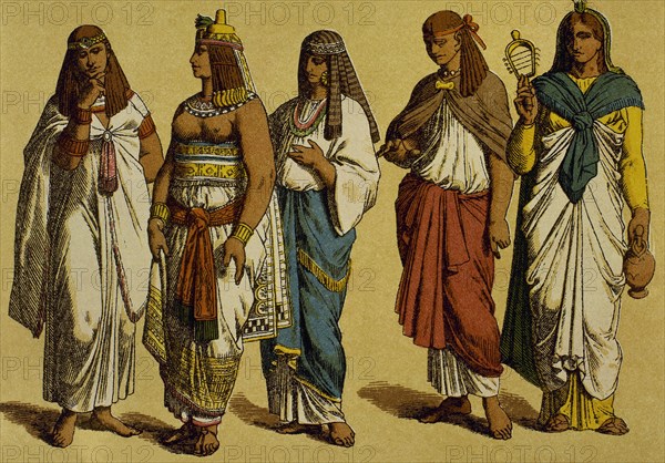Pharaoh in war costume with some aristocratic women.