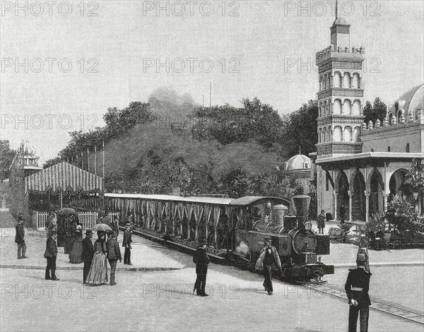 Decauville railroad train at the departure station.