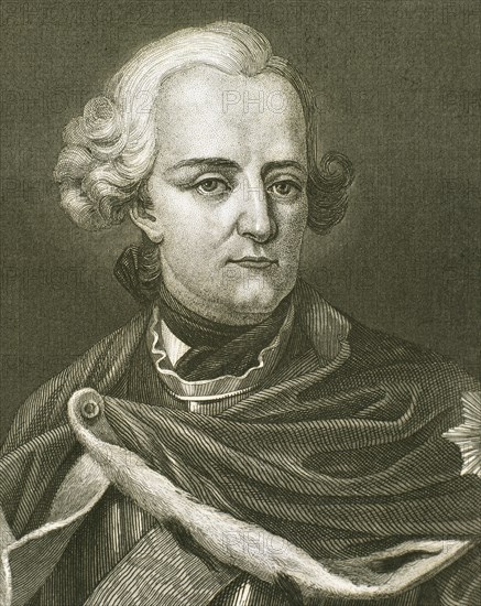 Frederick II the Great (1712-1786).  King of Prusian and Elector of Brandenburg. Portrait. Engraving.