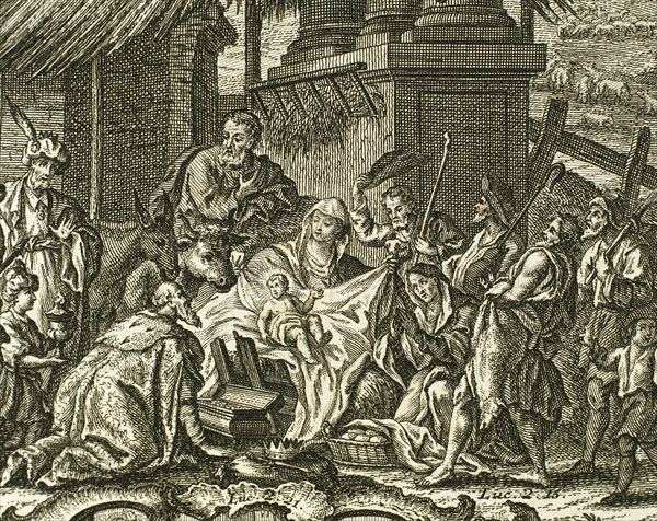 Adoration of the Magi. Engraving.