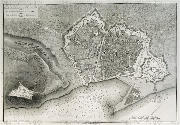 Barcelona. Map, 1808.