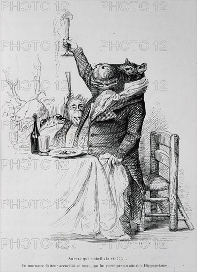 Caricature of The private and public life of animals.