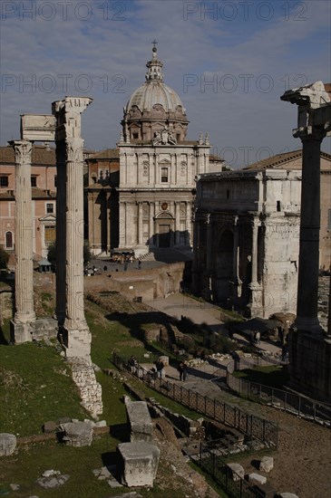 Arch of Septimus Severus and Church Santi Luca and Martina.