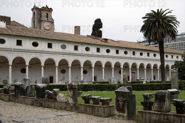 National Roman Museum (Baths of Diocletian). Patio with roman objects.