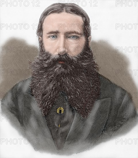 Leopold II of Belgium (1835-1909). Engraving. Colored.