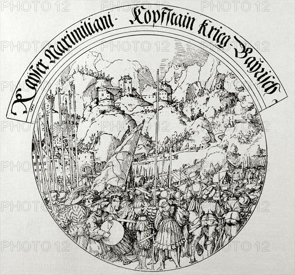 War of the Succession of Landshut (1503-1505). Siege of Kufstein (1505). Engraving.
