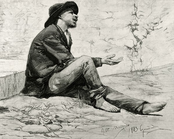 Beggar. Engraving.