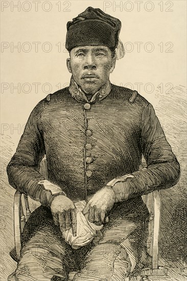 Masupha, Basuto chief, Portrait. Engraving,