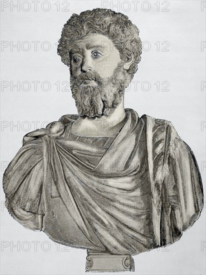 Marcus Aurelius (121-180 AD). Roman Emperor from 161-180. Engraving.