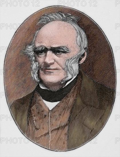 Charles Lyell (1797-1875). Engraving. Colored.