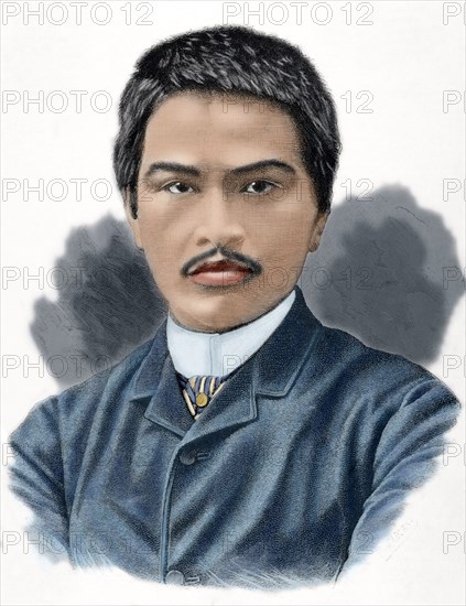 Juan Luna Novicio (1857-1899). Engraving. Colored.
