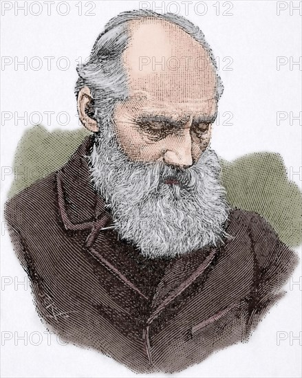 William Thomson, 1st Baron Kelvin (1824 -1907). Engraving. Colored.