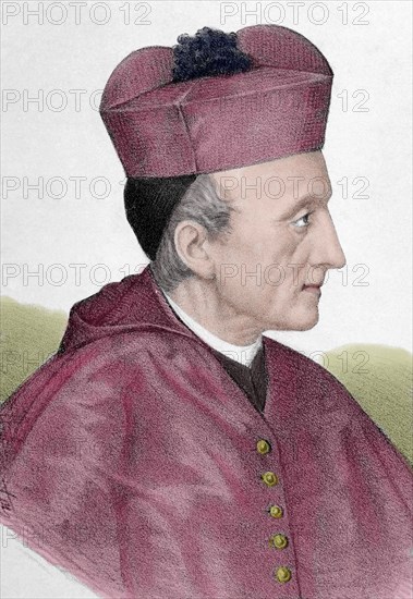 Henry Edward Manning (1808-1892). English Roman Catholic Archbishop of Westminster. Engraving. Colored.