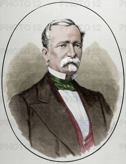 Luis Mayans y Enriquez de Navarra (1805-1880). Spanish noble and politician. Portrait. Colored engraving.