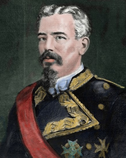 Arsenio Martinez Campos y Anton (1831-1900). Engraving. Colored.