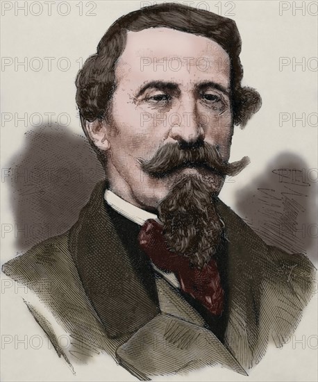 Alfonso La Marmora (1804-1878). Engraving. Colored.