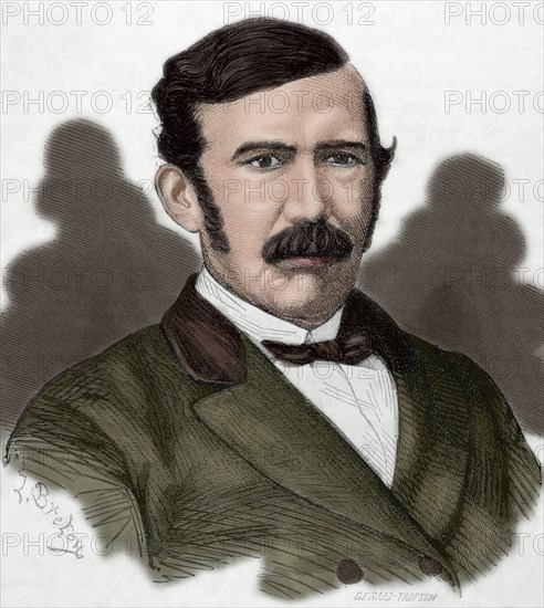 David Livingstone (1813-1873). Engraving. Colored.