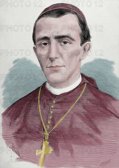 Narciso y Martinez Izquierdo (1831-1886). Spanish prelate and politician. Portrait. Engraving. Colored.