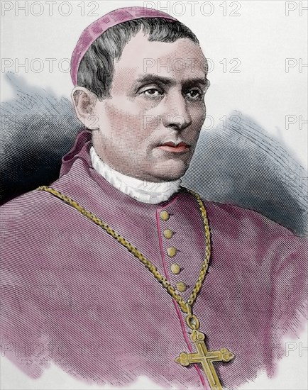 Narciso y Martinez Izquierdo (1831-1886). Spanish prelate and politician. Portrait. Engraving. Colored.