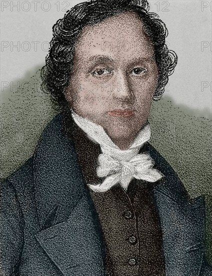 Casimir Delavigne (1793-1843). French poet and dramatist. Colored engraving.