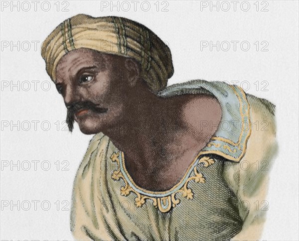 Averroes (1126-1198). Andalusian Muslim polymath. Portrait. Colored.