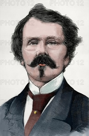 Thomas Mayne Reid (1818-1883). Scots-Irish American novelist. Engraving. Colored.