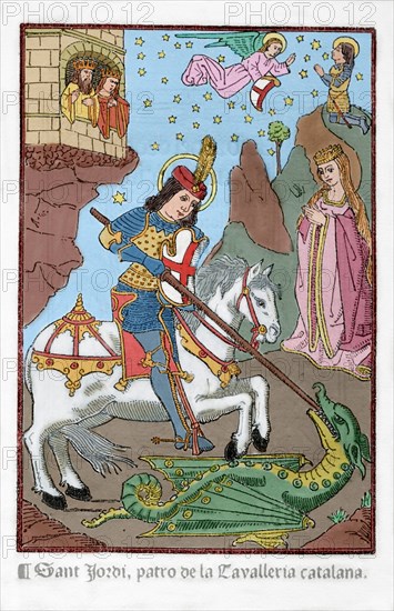 Saint George fighting the dragon.