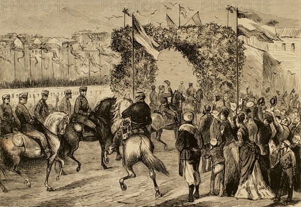 Arrival of King Alfonso XII to the city.