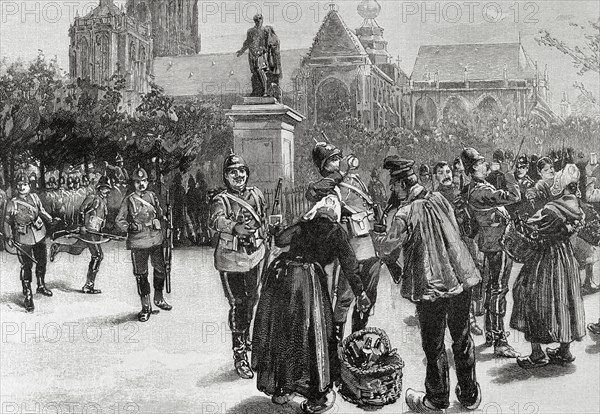 English troops at Verte Square, Antwerp.