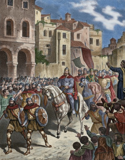 Berenguer Ramon II taking the city of Tarragona, Catalonia.