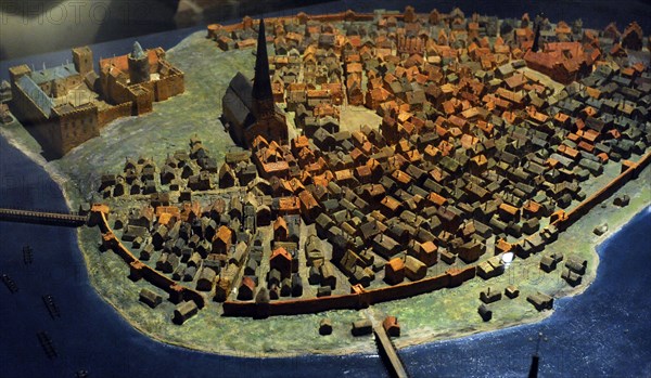 Model of the city of Stockholm in the late Middle Ages. Scale 1:500.