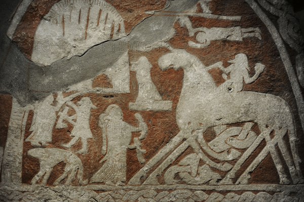 Viking stele showing Odin's horse Sleipnir.