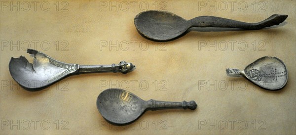 Silver spoon, spoon with inscription, wooden spoon, horn spoon.