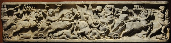 Roman sarcophagus depicting a Circus Race.