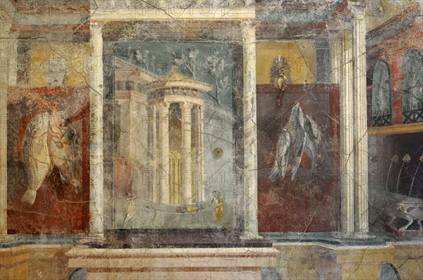 Entrance to a shrine with a tholos on a podium, with a statue of Venus Anadiomena.