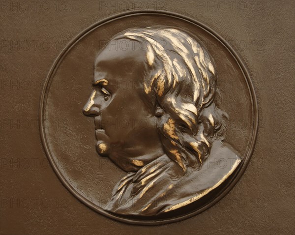 Medallion of Benjamin Franklin.