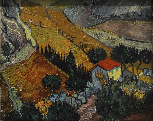 Landscape with house and ploughman.