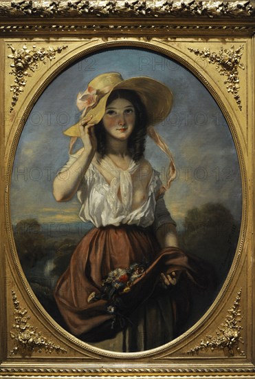 Young girl with flowers.