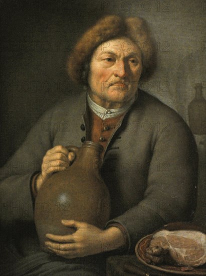 Old Peasant Holding a Jug.