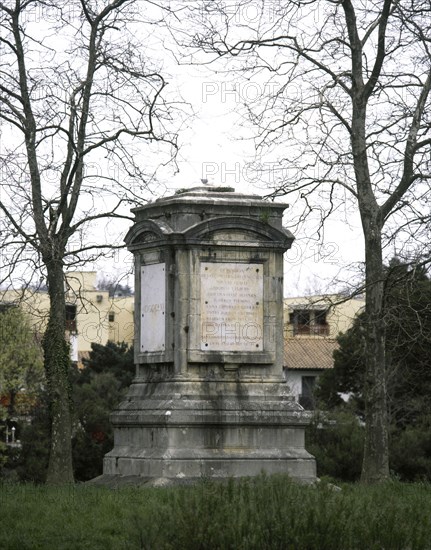 Pheasant Island. Monolith to commemorate de meeting where the Treaty of the Pyrenees was negotiated in 1659.