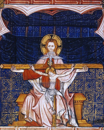 Holy Trinity. Father, the Son and the Holy Spirit. Minitature.16th century. France.