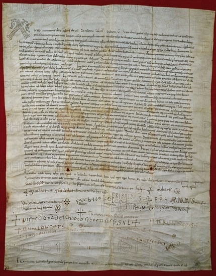 Parchment of Cathedral of St. Peter of Vic .11th century. Caroligian minuscule.