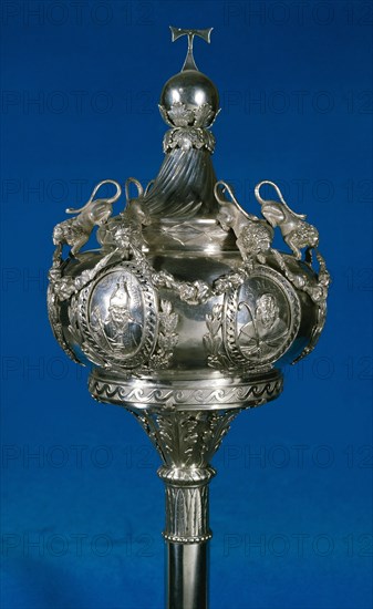 18th century. Processional sceptre. Silver. Cathedral Treasury. Tarragona. Catalonia. Spain.