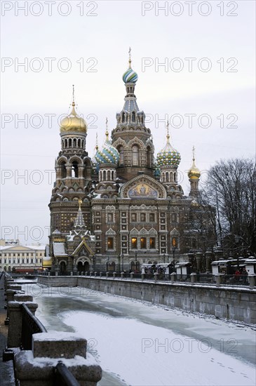 Frozen canal with the Church of the Savior on Blood.